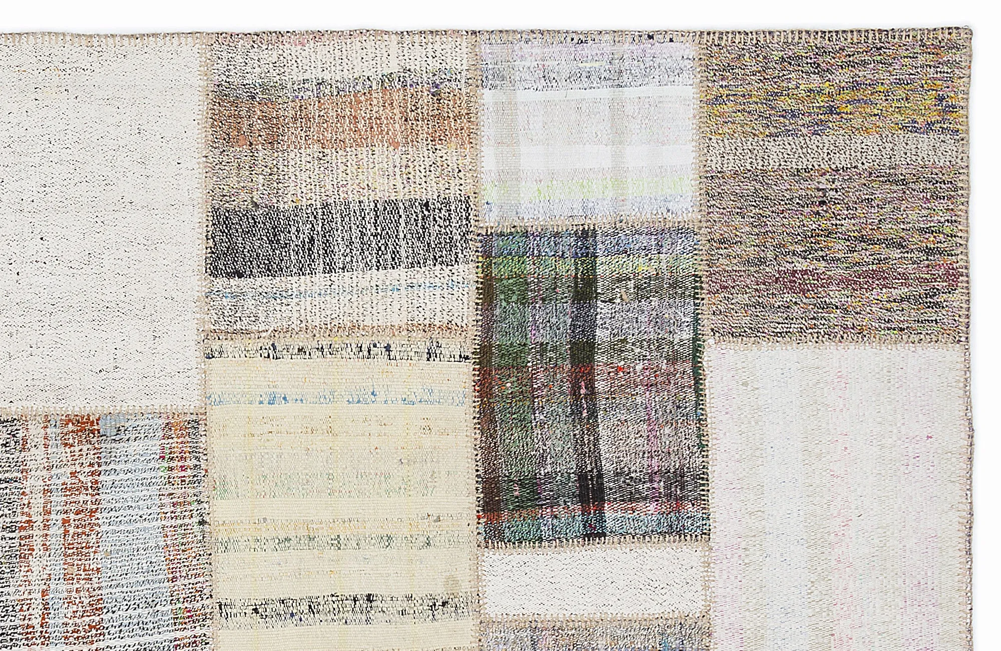Striped Over Dyed Kilim Patchwork Unique Rug 5'3'' x 7'7'' ft 160 x 230 cm