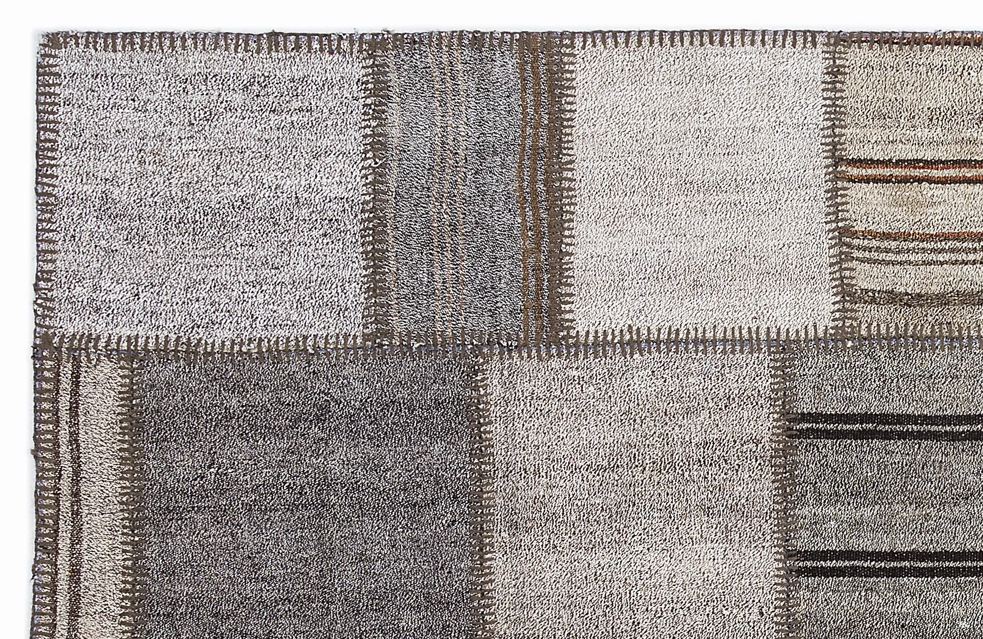 Striped Over Dyed Kilim Patchwork Unique Rug 5'3'' x 7'7'' ft 160 x 230 cm