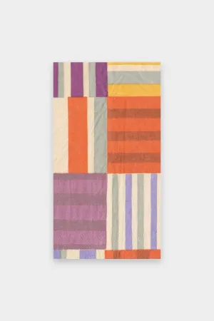 Striped Patchwork Paper Guest Towel Napkins in Purple