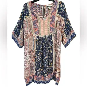 Sundance My Favorite Dress patchwork Patterned Mini dress sz Small
