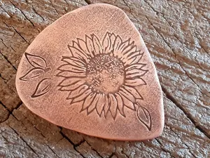 Sunflower theme copper guitar pick