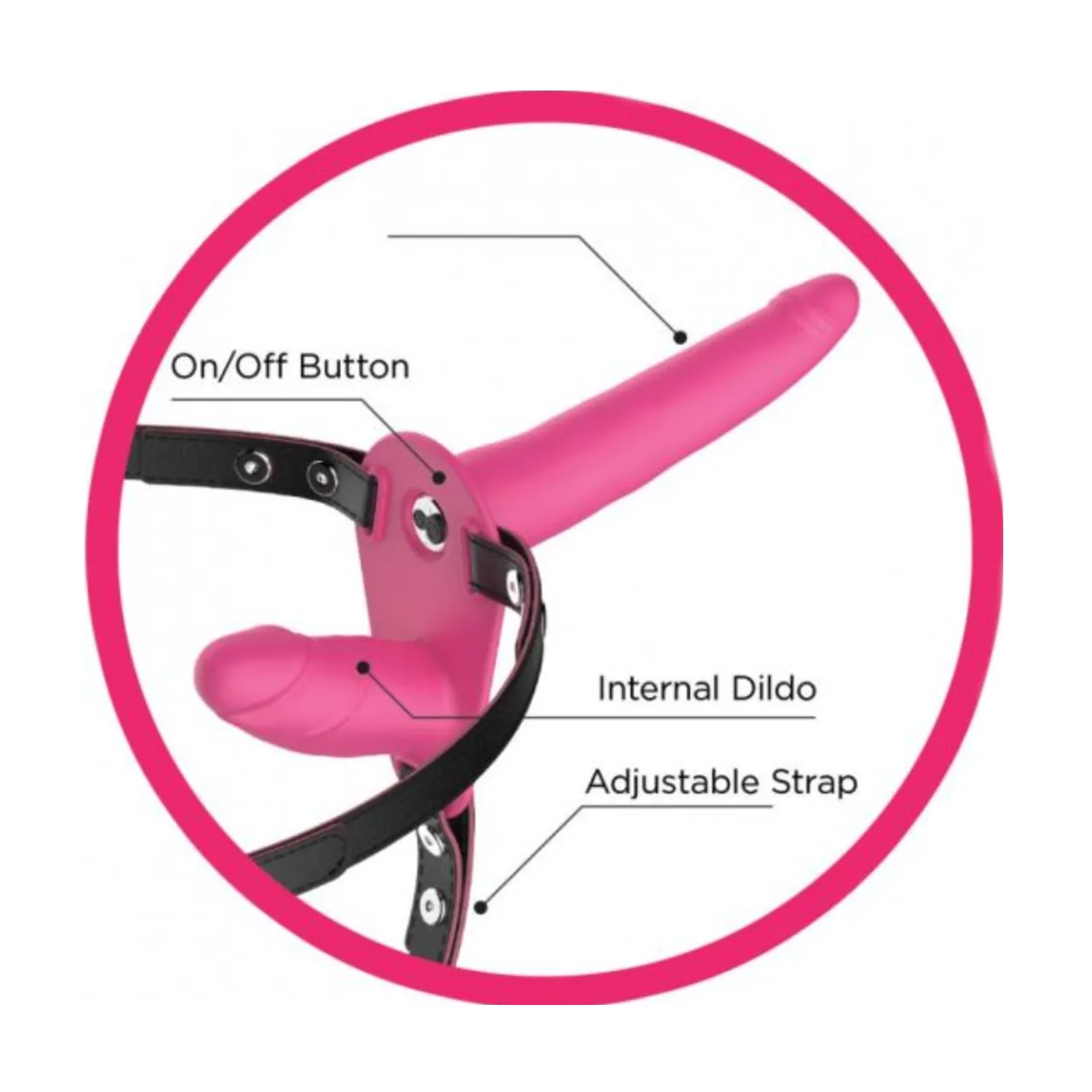 Sweet Sex Double Dickin Vibrating Silicone Double Dildo Strap-On - Pink/Black