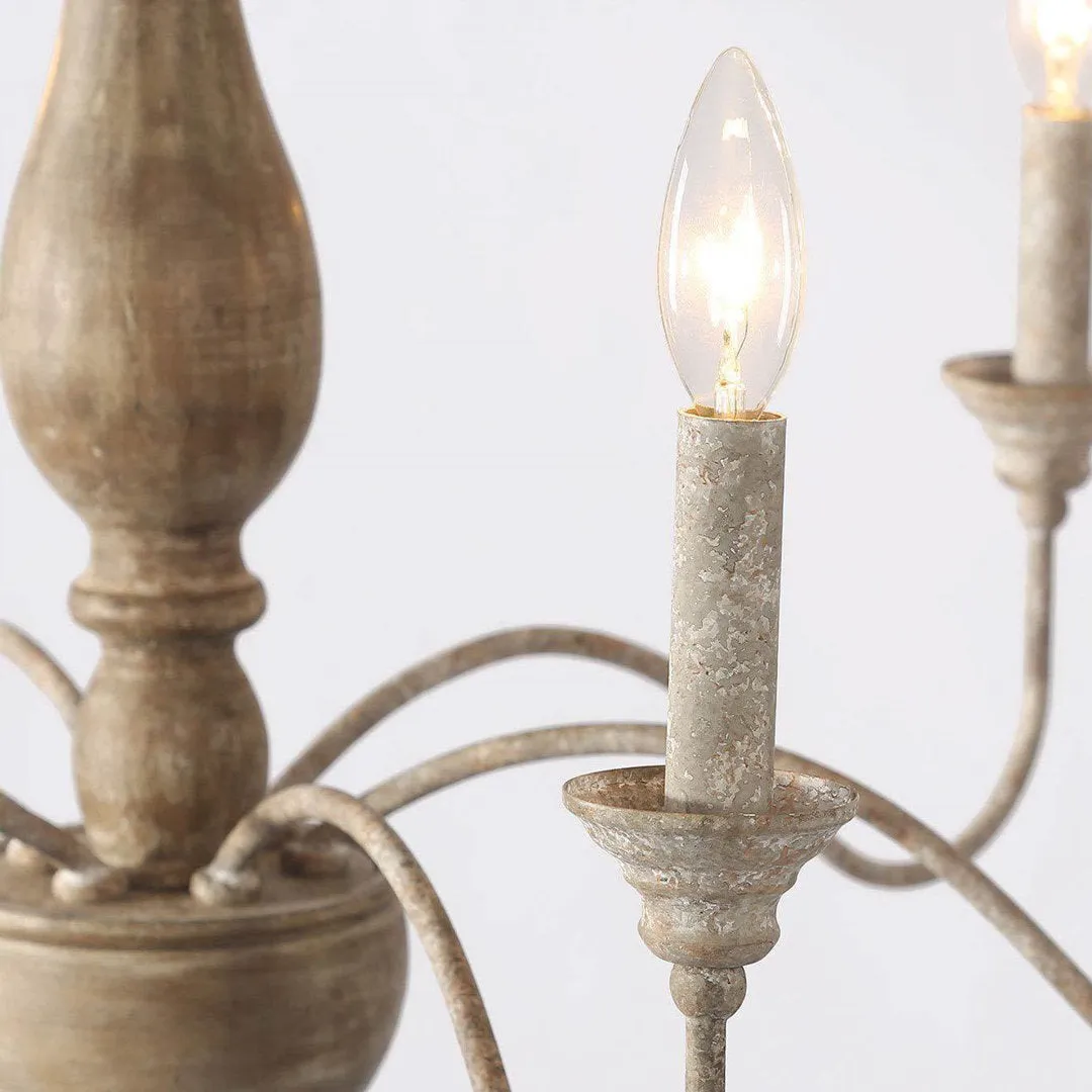 Tacoma 6 - Light Candle Style Classic / Traditional Chandelier with Wood Accents Ophelia & Co. Finish: Antique White/ Brown