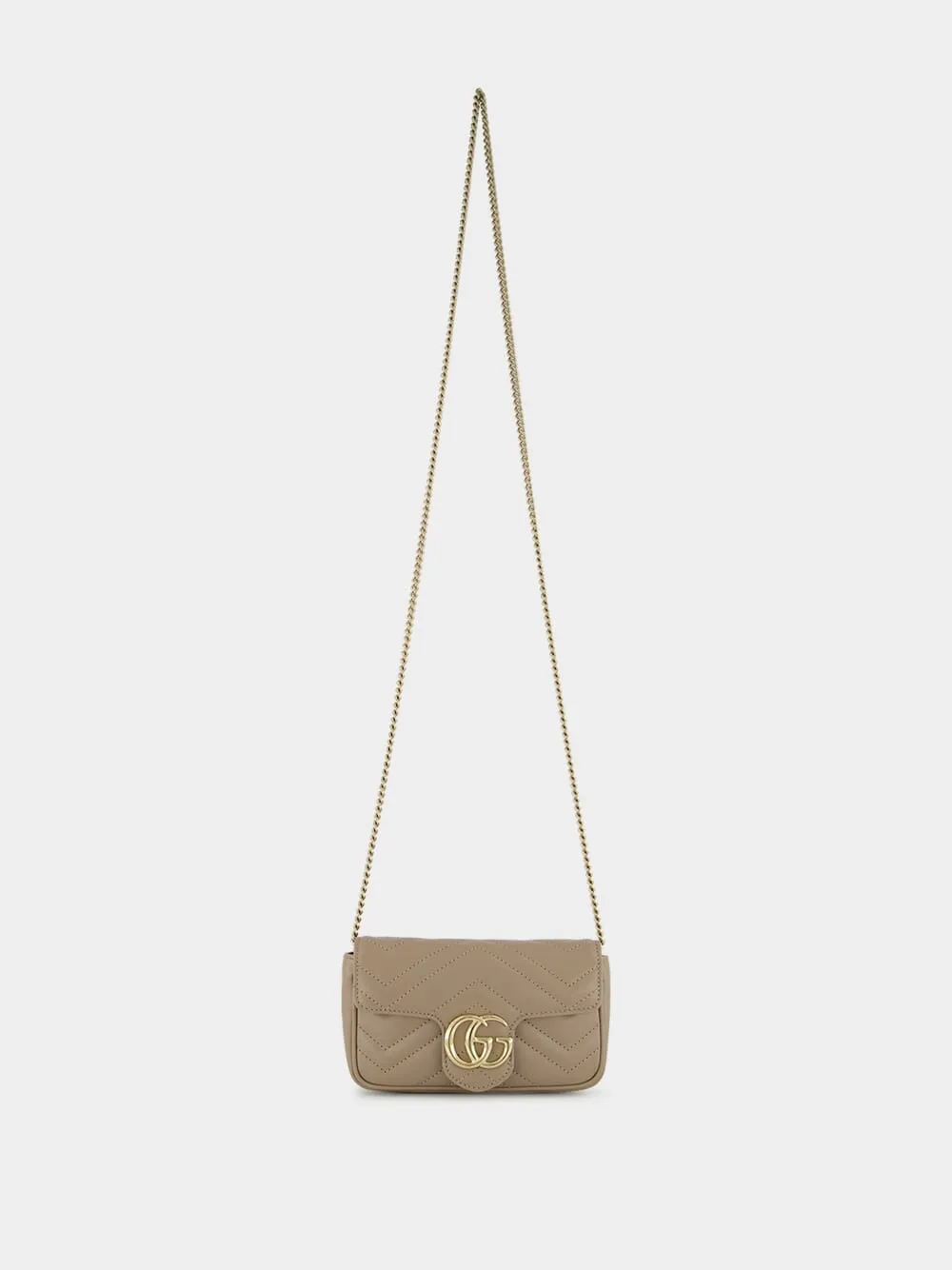 Taupe Leather GG Marmont Super Mini Bag