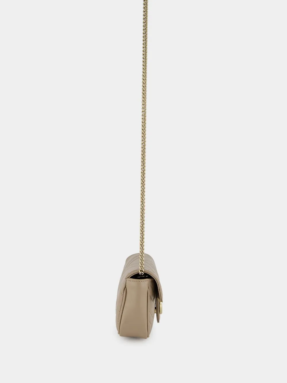Taupe Leather GG Marmont Super Mini Bag