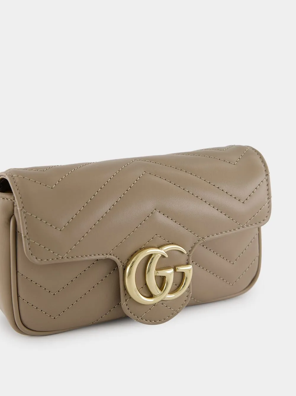 Taupe Leather GG Marmont Super Mini Bag