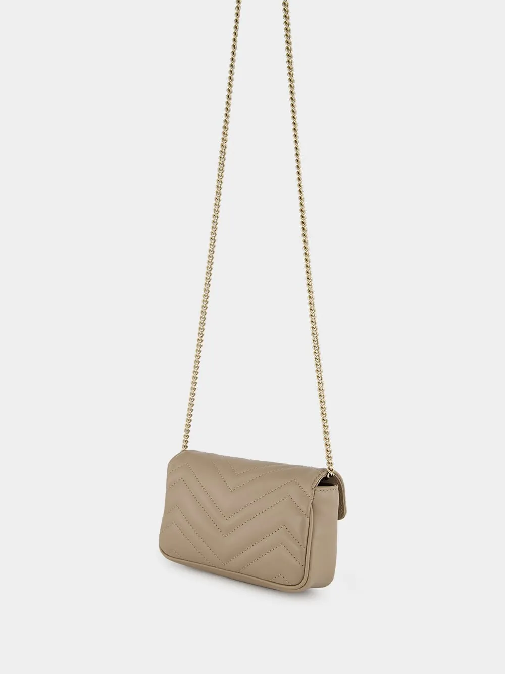 Taupe Leather GG Marmont Super Mini Bag
