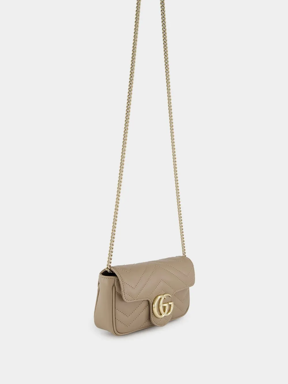 Taupe Leather GG Marmont Super Mini Bag