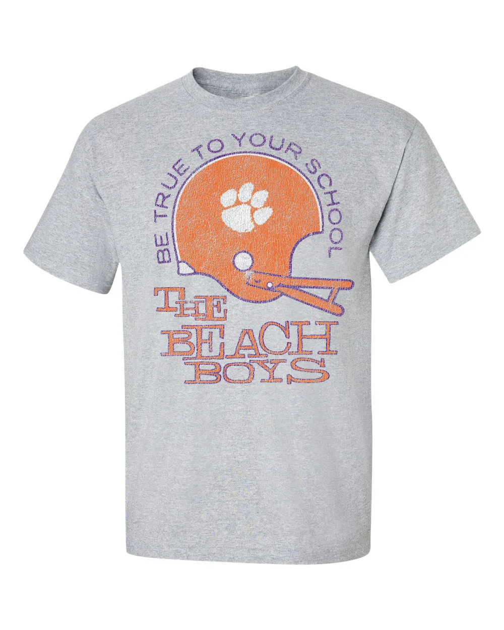 The Beach Boys Clemson Tigers True To Your School Gray Thrifted Tee