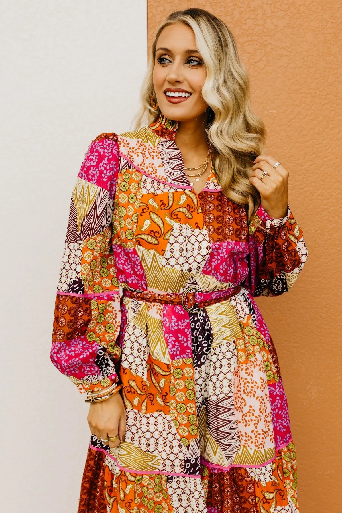 The Dilan Patchwork Midi Dress