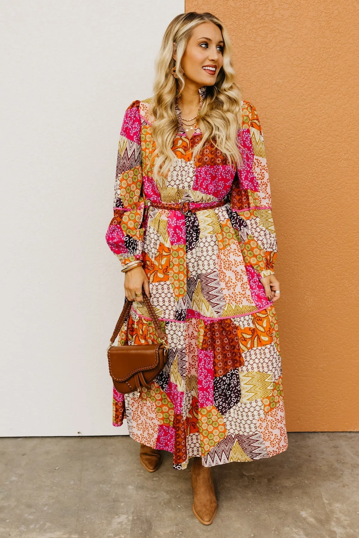 The Dilan Patchwork Midi Dress