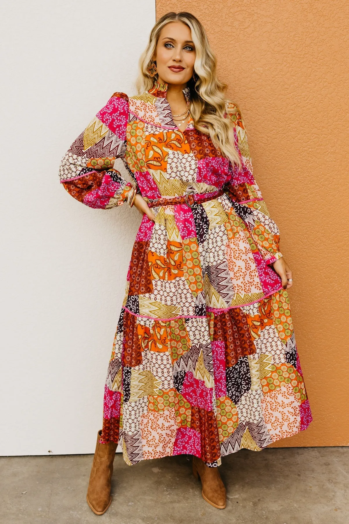 The Dilan Patchwork Midi Dress