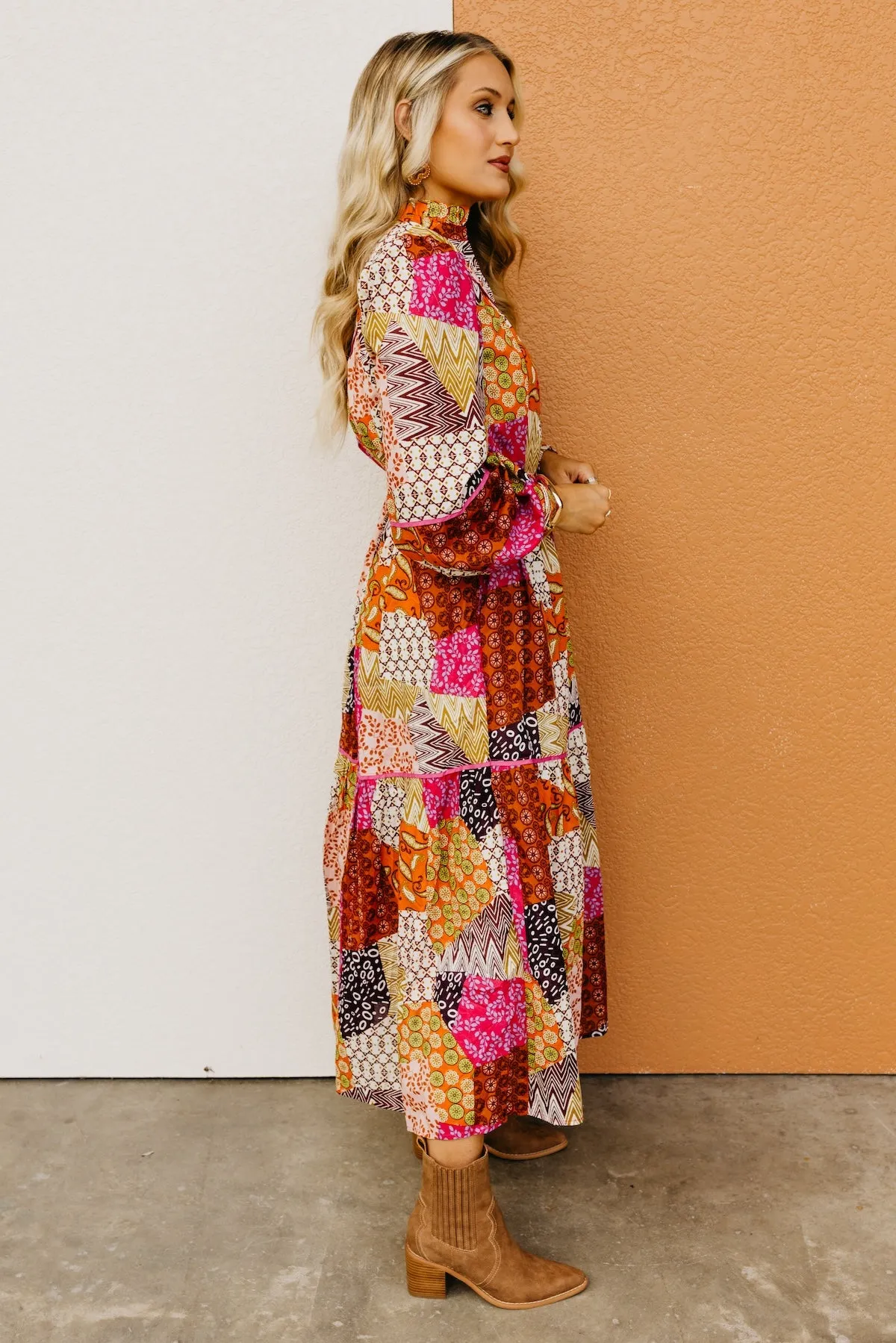 The Dilan Patchwork Midi Dress