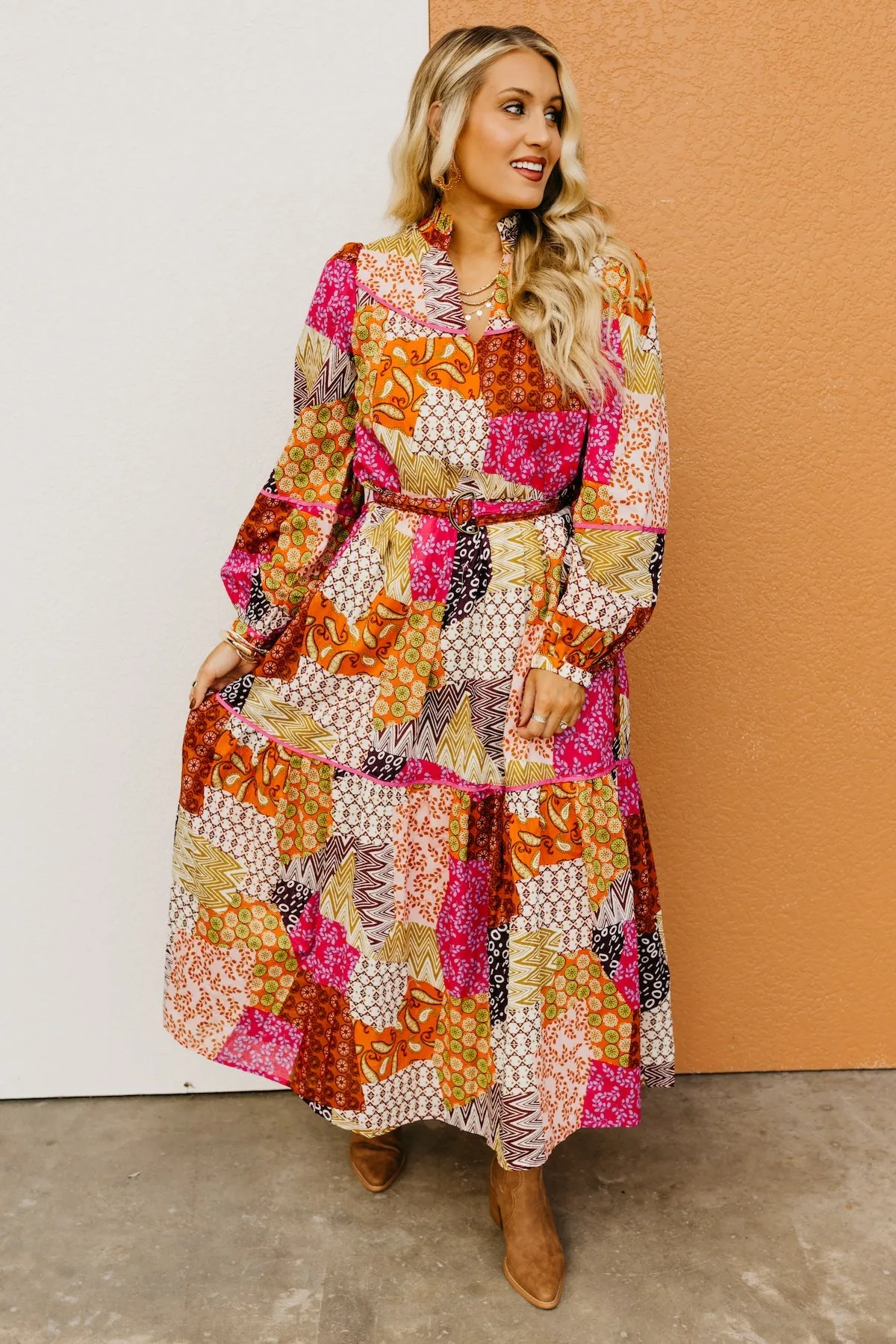 The Dilan Patchwork Midi Dress