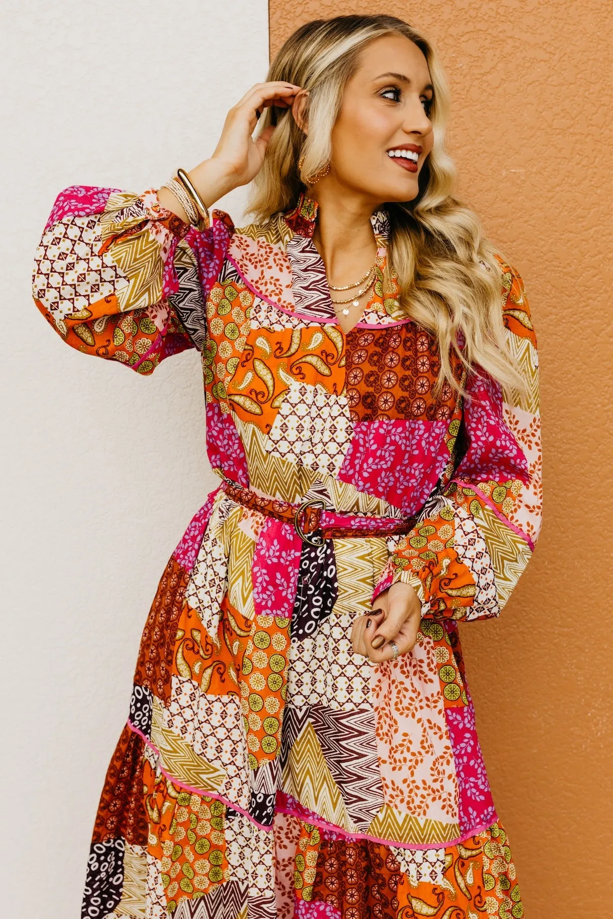 The Dilan Patchwork Midi Dress