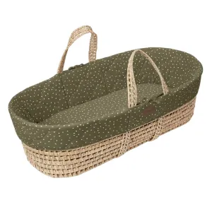 THE LITTLE GREEN SHEEP Quilted Moses Basket and Static Stand Bundle - Juniper Rice