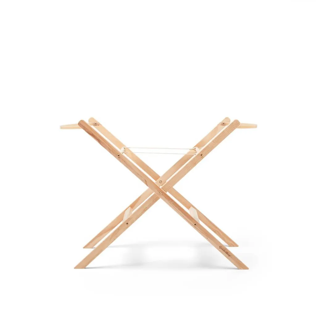THE LITTLE GREEN SHEEP Quilted Moses Basket and Static Stand Bundle - Juniper Rice