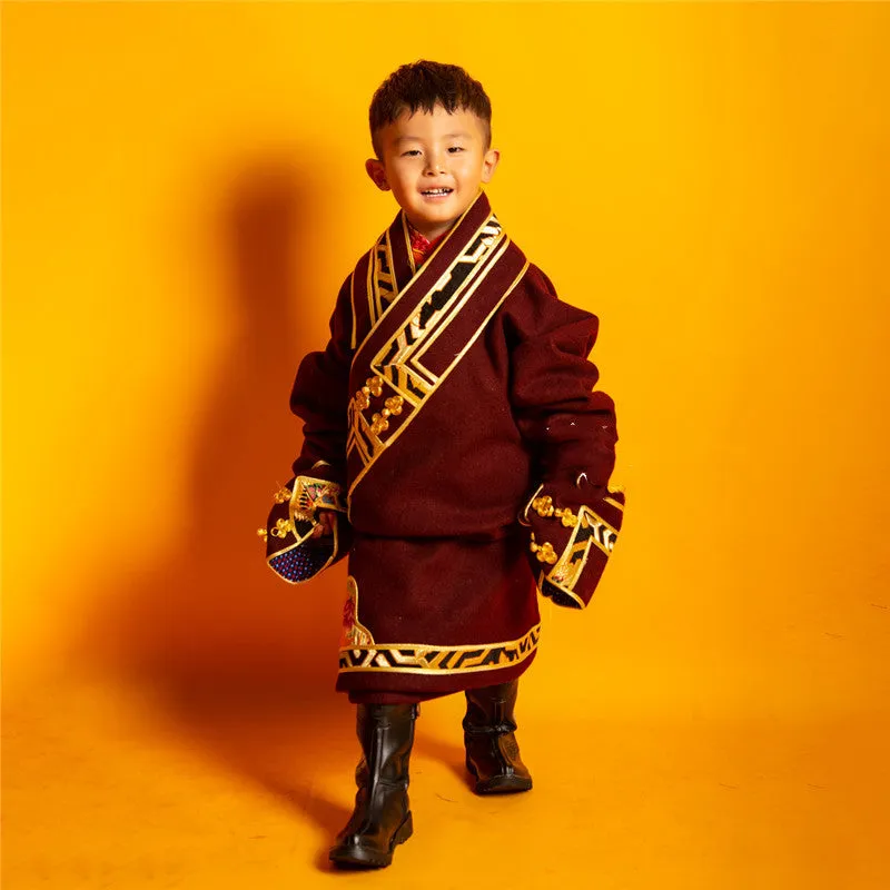 Tibetan Children's Performance Tibetan Robe Long-sleeved Thin Tibetan Clothing