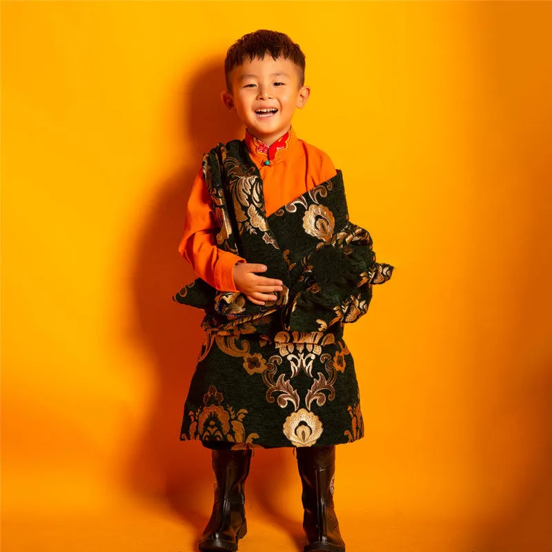 Tibetan Children's Performance Tibetan Robe Long-sleeved Thin Tibetan Clothing