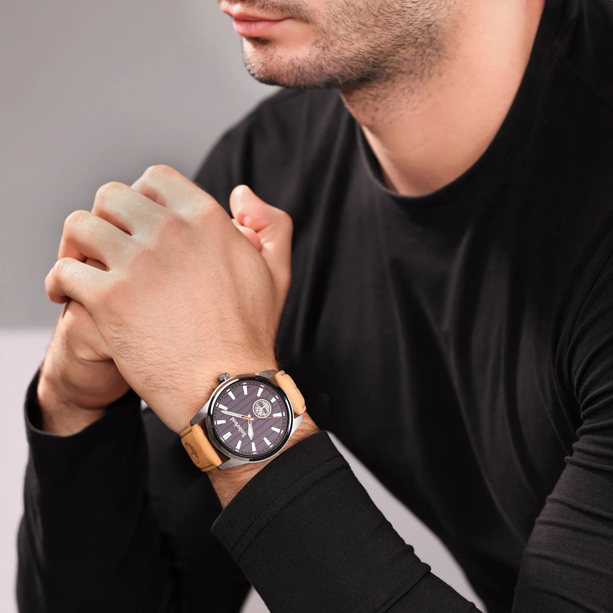 Timberland Northbridge Black-Plated Stainless Steel & Leather Strap Men's watch