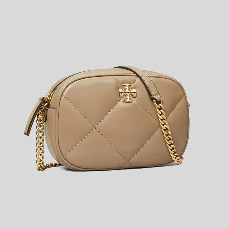 TORY BURCH Kira Diamond Quilt Camera Bag Taupe Oak RB-154715