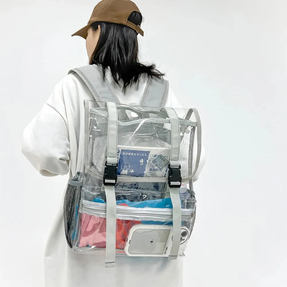 Transparent PVC Women Backpack Solid Color Casual Clear Waterproof Student School Bags Fashion Travel Rucksack for Men Women
