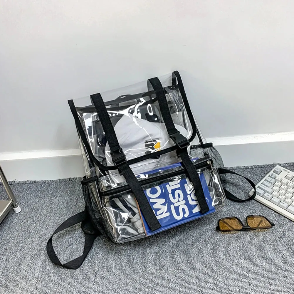 Transparent PVC Women Backpack Solid Color Casual Clear Waterproof Student School Bags Fashion Travel Rucksack for Men Women