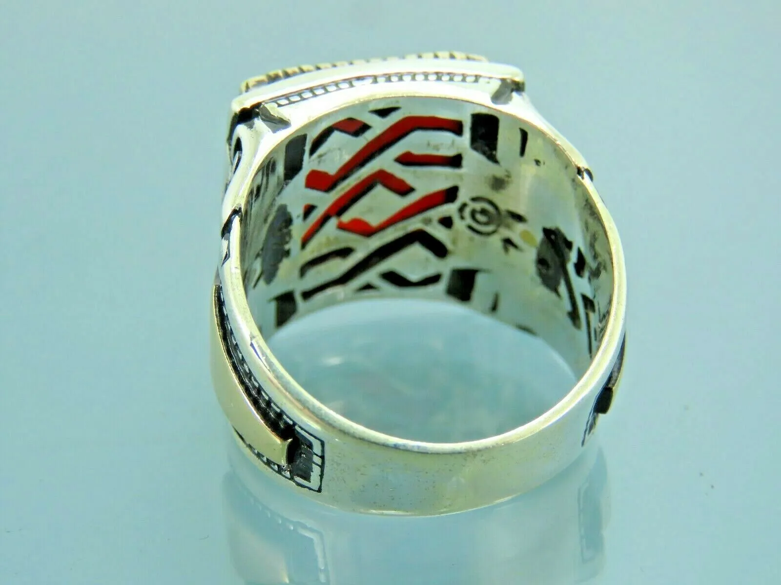 Turkish Handmade Jewelry 925 Sterling Silver Agate Stone Mens Rings