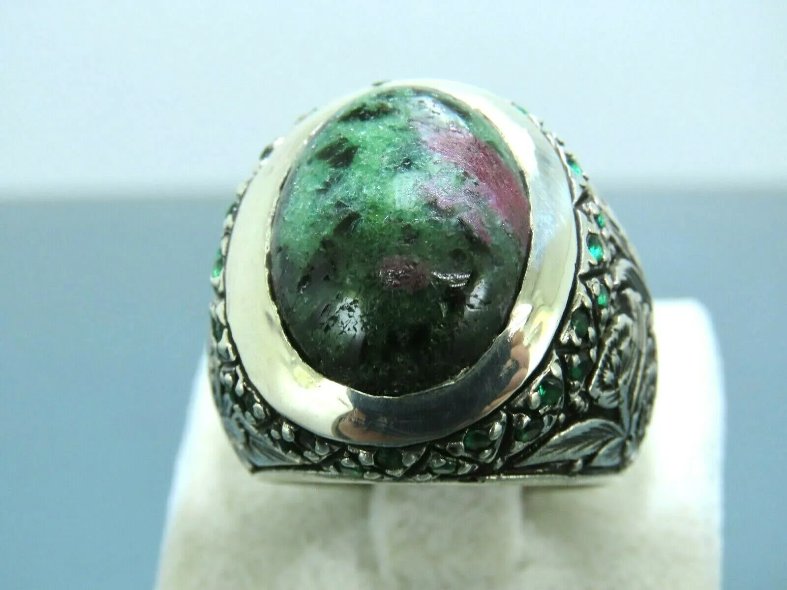 Turkish Handmade Jewelry 925 Sterling Silver Bloodstone Mens Rings