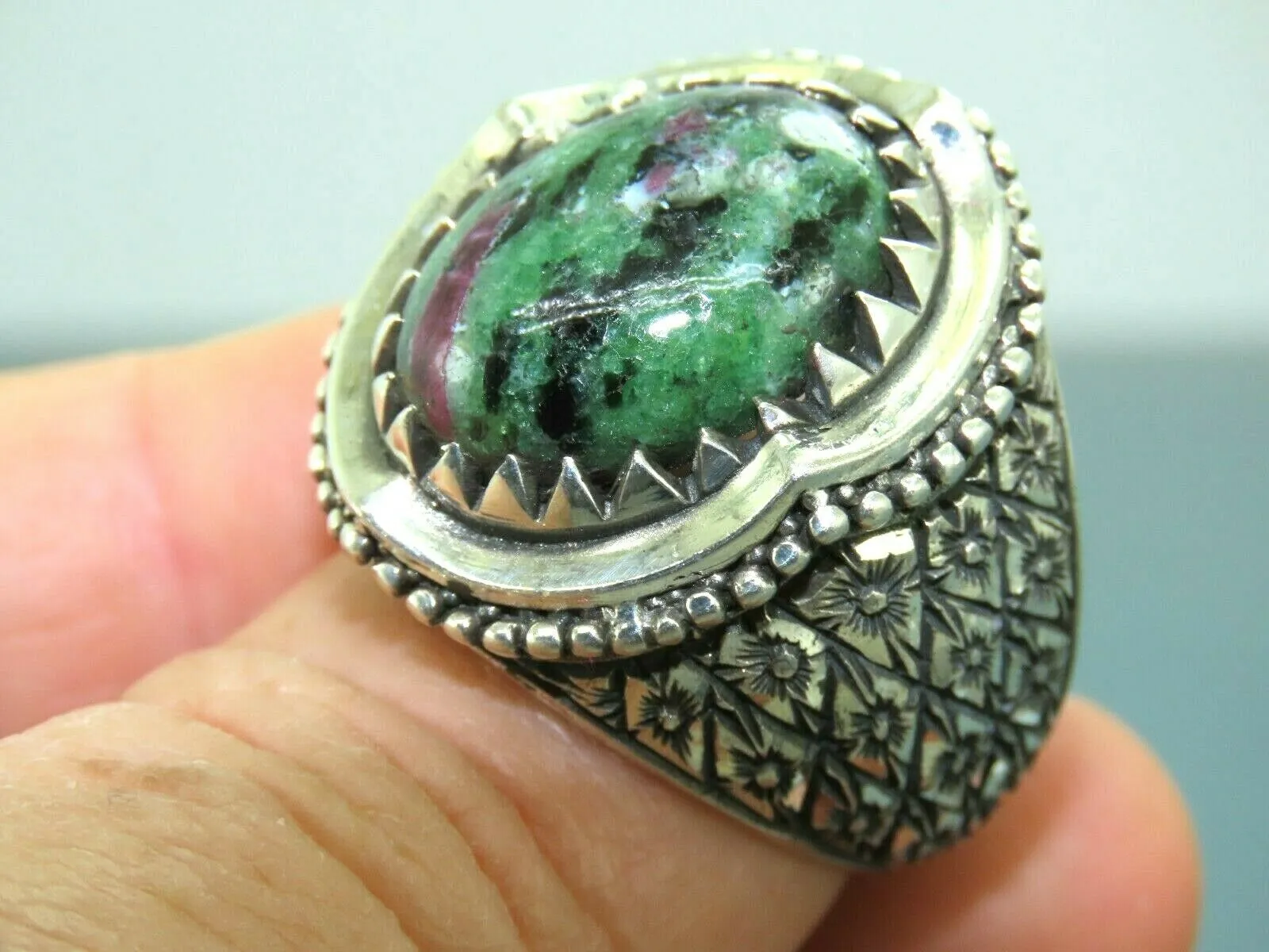 Turkish Handmade Jewelry 925 Sterling Silver Bloodstone Mens Rings