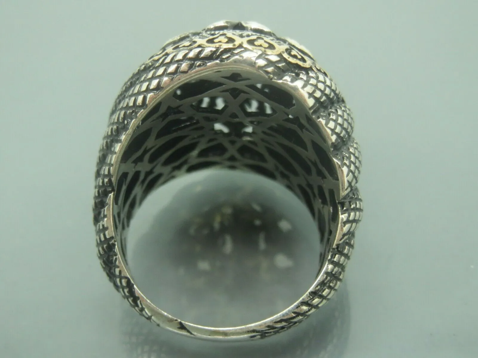 Turkish Handmade Jewelry 925 Sterling Silver Eagle Desing Mens Rings