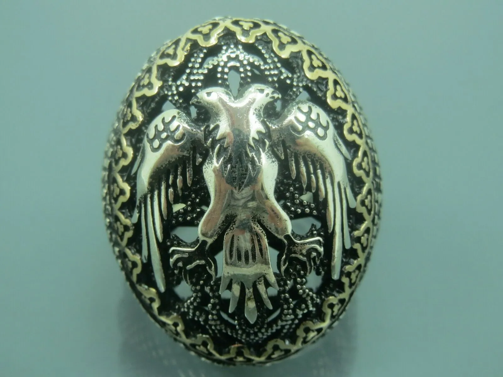 Turkish Handmade Jewelry 925 Sterling Silver Eagle Desing Mens Rings