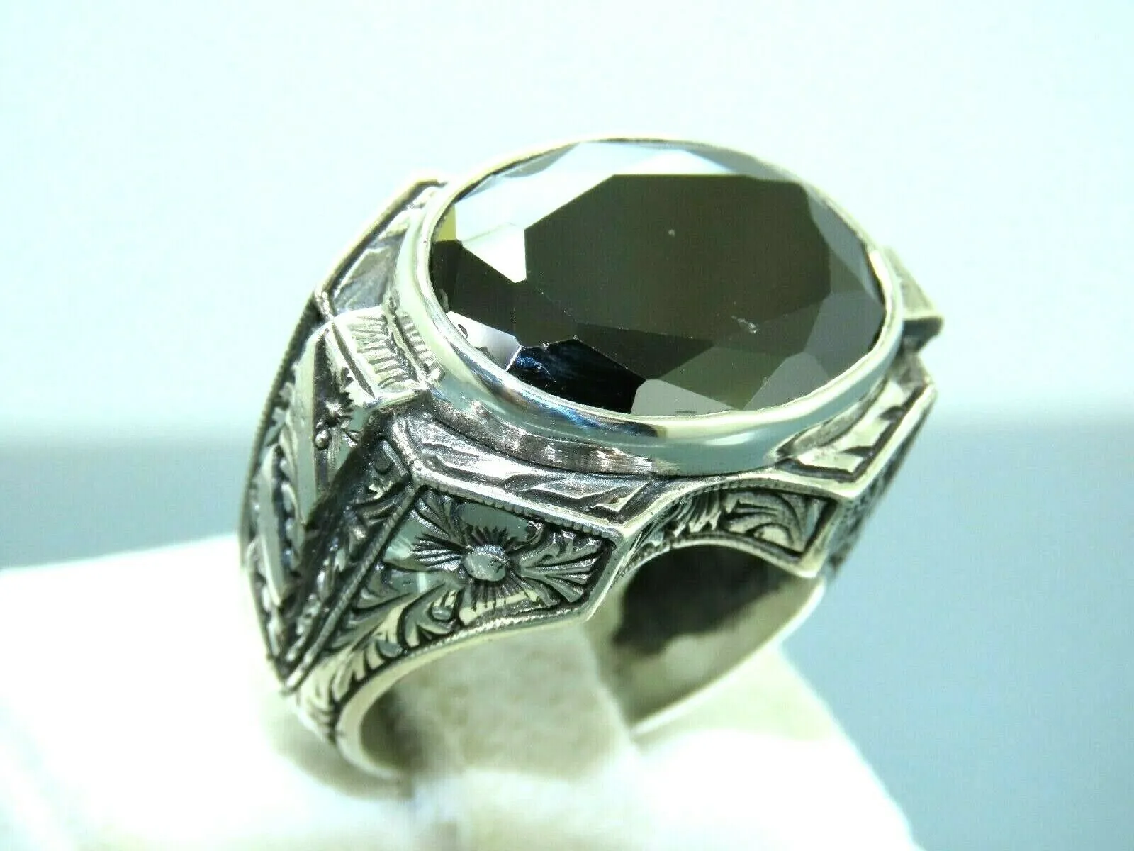 Turkish Handmade Jewelry 925 Sterling Silver Onyx Stone Mens Rings
