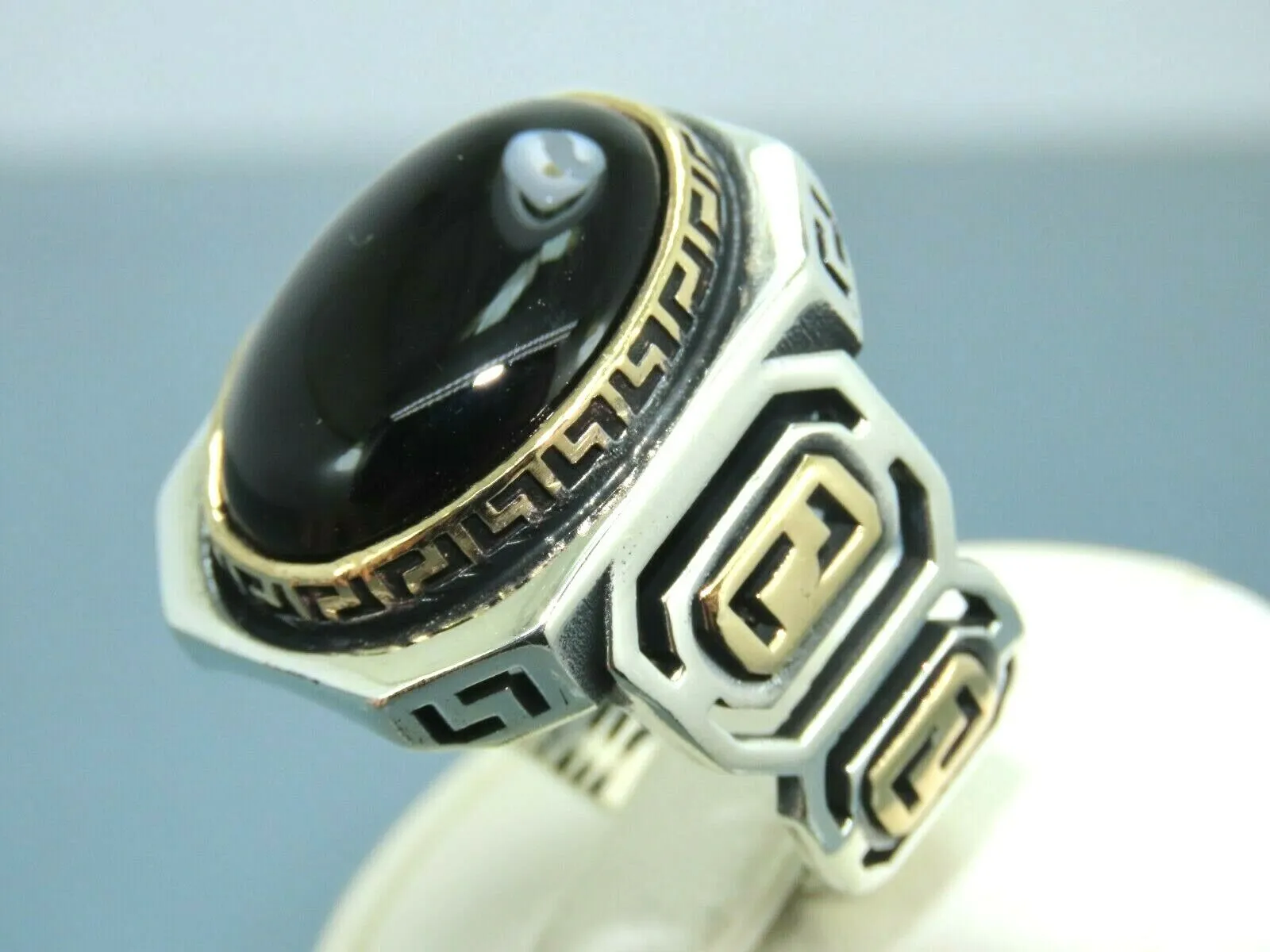 Turkish Handmade Jewelry 925 Sterling Silver Onyx Stone Mens Rings