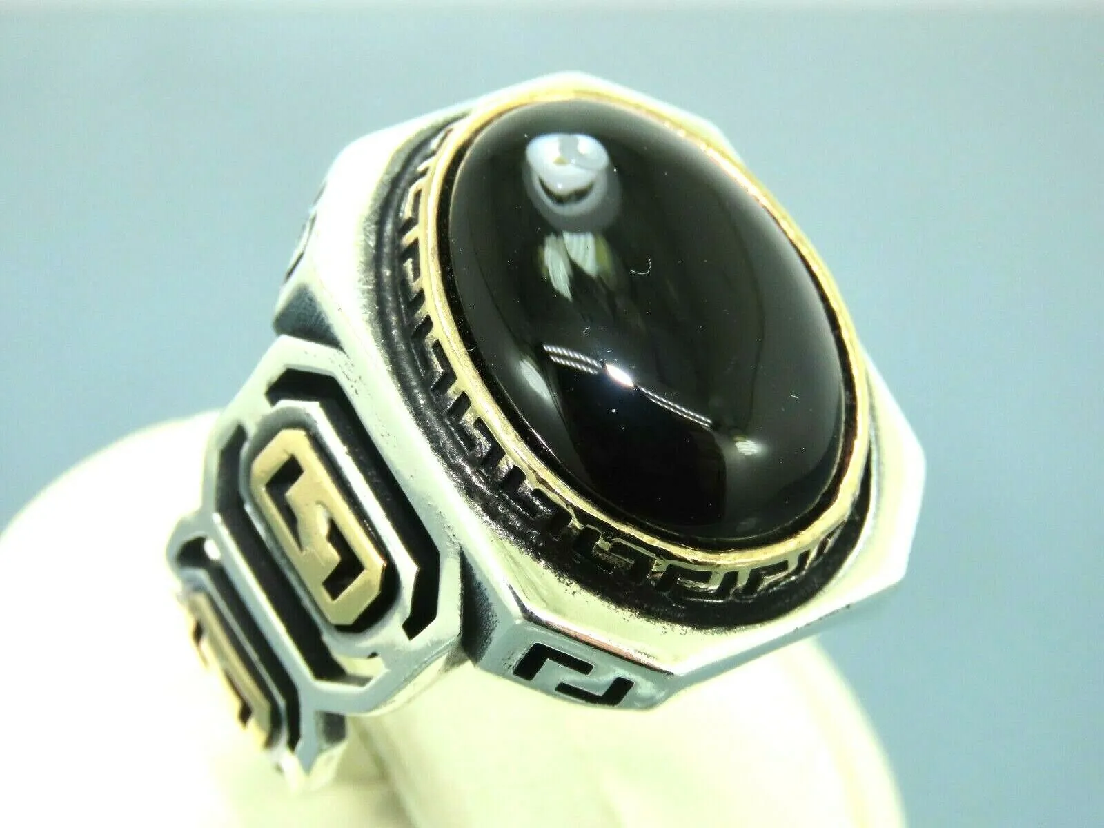 Turkish Handmade Jewelry 925 Sterling Silver Onyx Stone Mens Rings