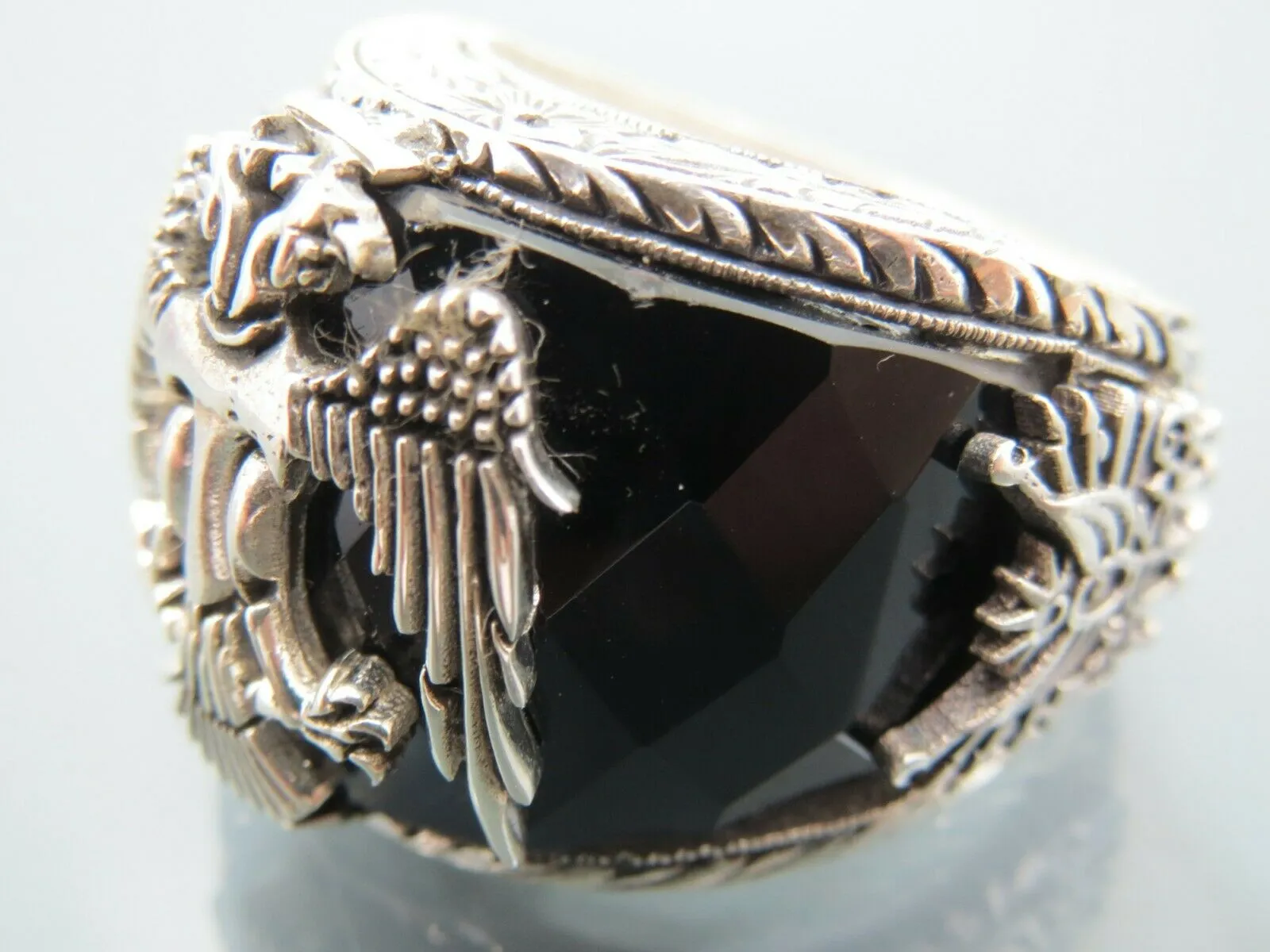 Turkish Handmade Jewelry 925 Sterling Silver Onyx Stone Mens Rings