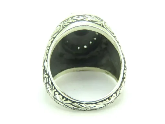 Turkish Handmade Jewelry 925 Sterling Silver Onyx Stone Mens Rings