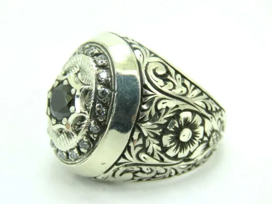 Turkish Handmade Jewelry 925 Sterling Silver Onyx Stone Mens Rings