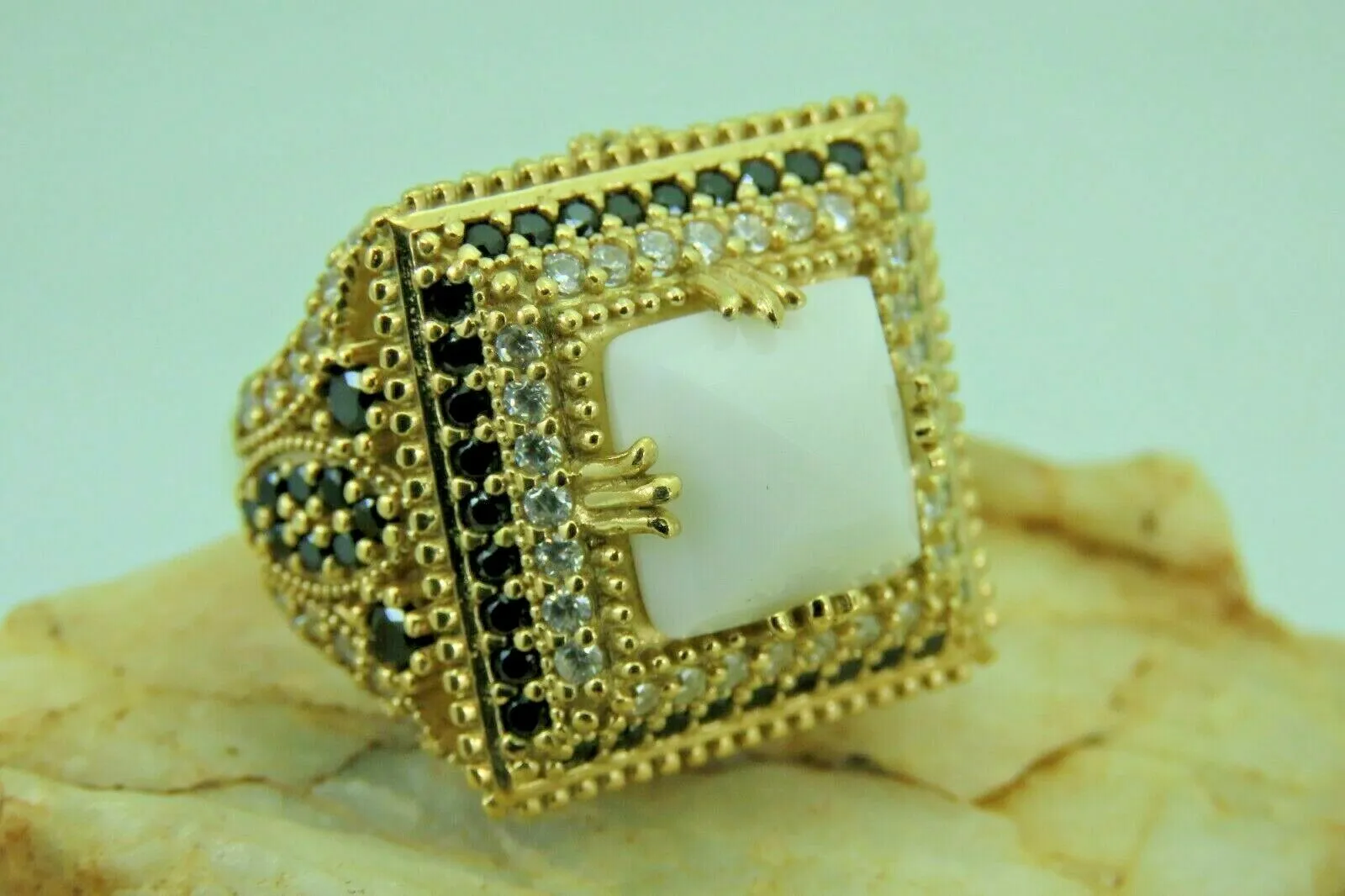 Turkish Handmade Jewelry 925 Sterling Silver Pearl Stone Womens Ring