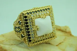 Turkish Handmade Jewelry 925 Sterling Silver Pearl Stone Womens Ring
