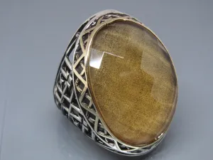 Turkish Handmade Jewelry 925 Sterling Silver Quartz Stone Mens Rings