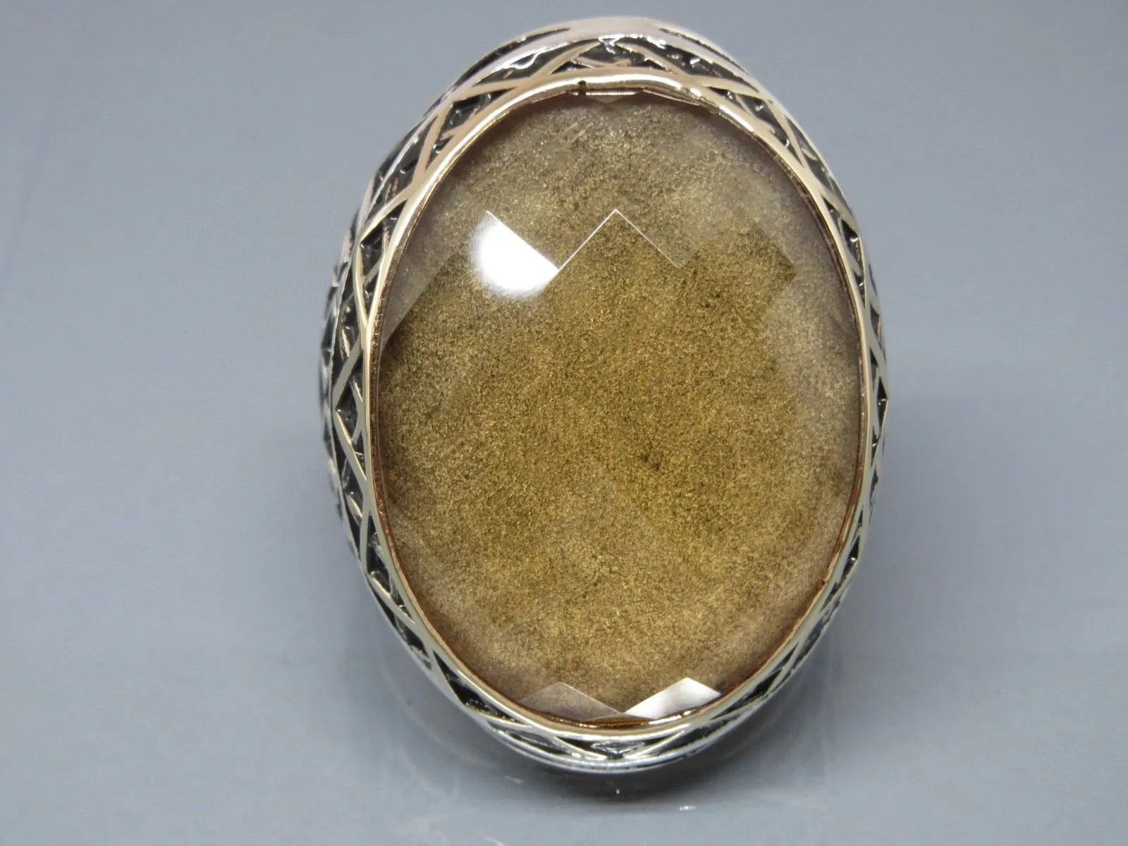Turkish Handmade Jewelry 925 Sterling Silver Quartz Stone Mens Rings