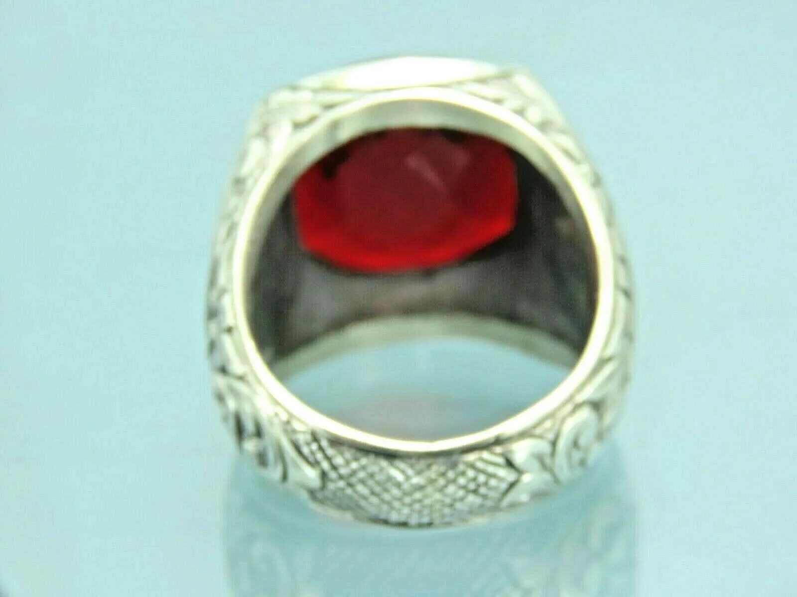 Turkish Handmade Jewelry 925 Sterling Silver Ruby Stone Mens Rings