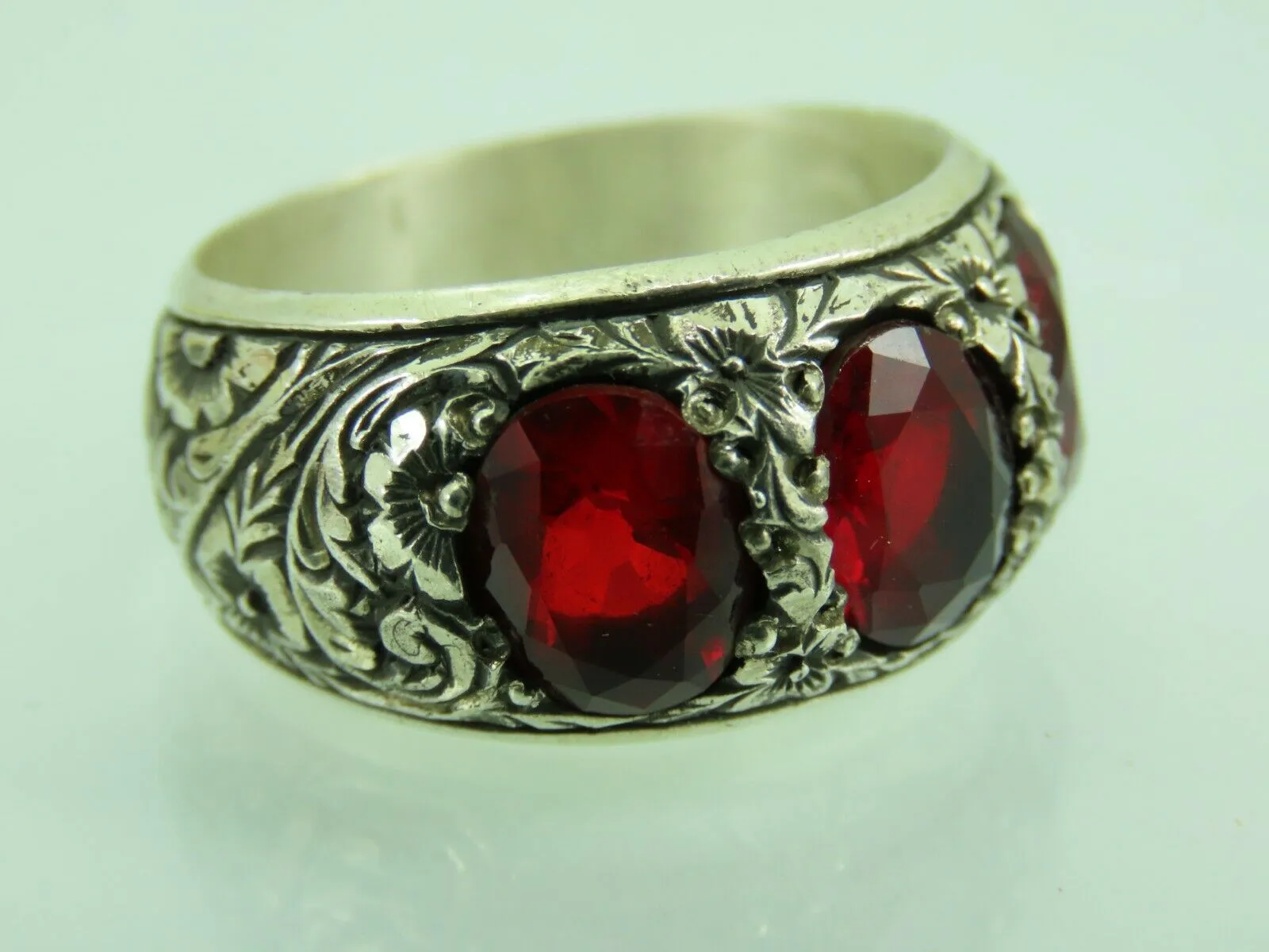 Turkish Handmade Jewelry 925 Sterling Silver Ruby Stone Mens Rings