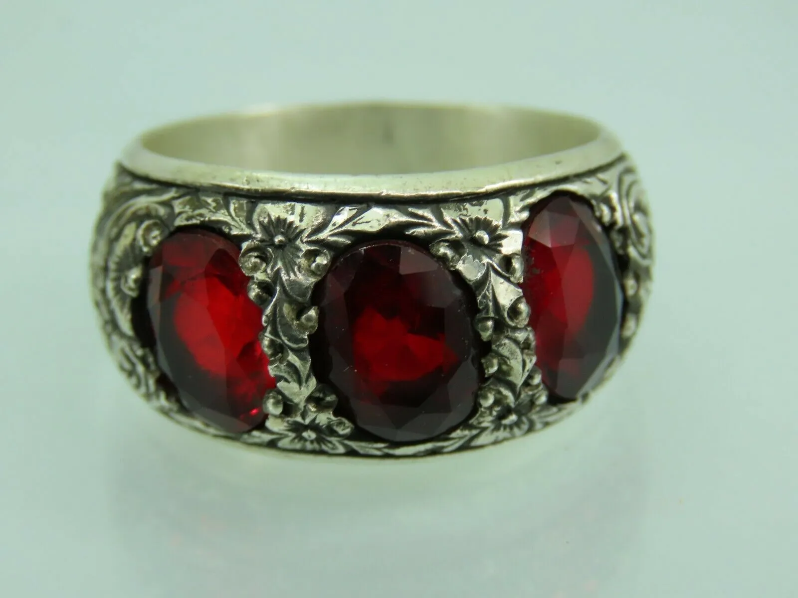 Turkish Handmade Jewelry 925 Sterling Silver Ruby Stone Mens Rings