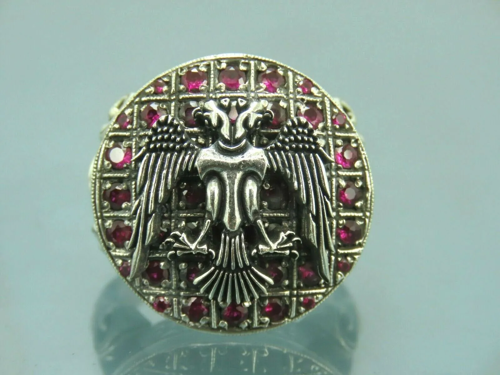 Turkish Handmade Jewelry 925 Sterling Silver Ruby Stone Mens Rings