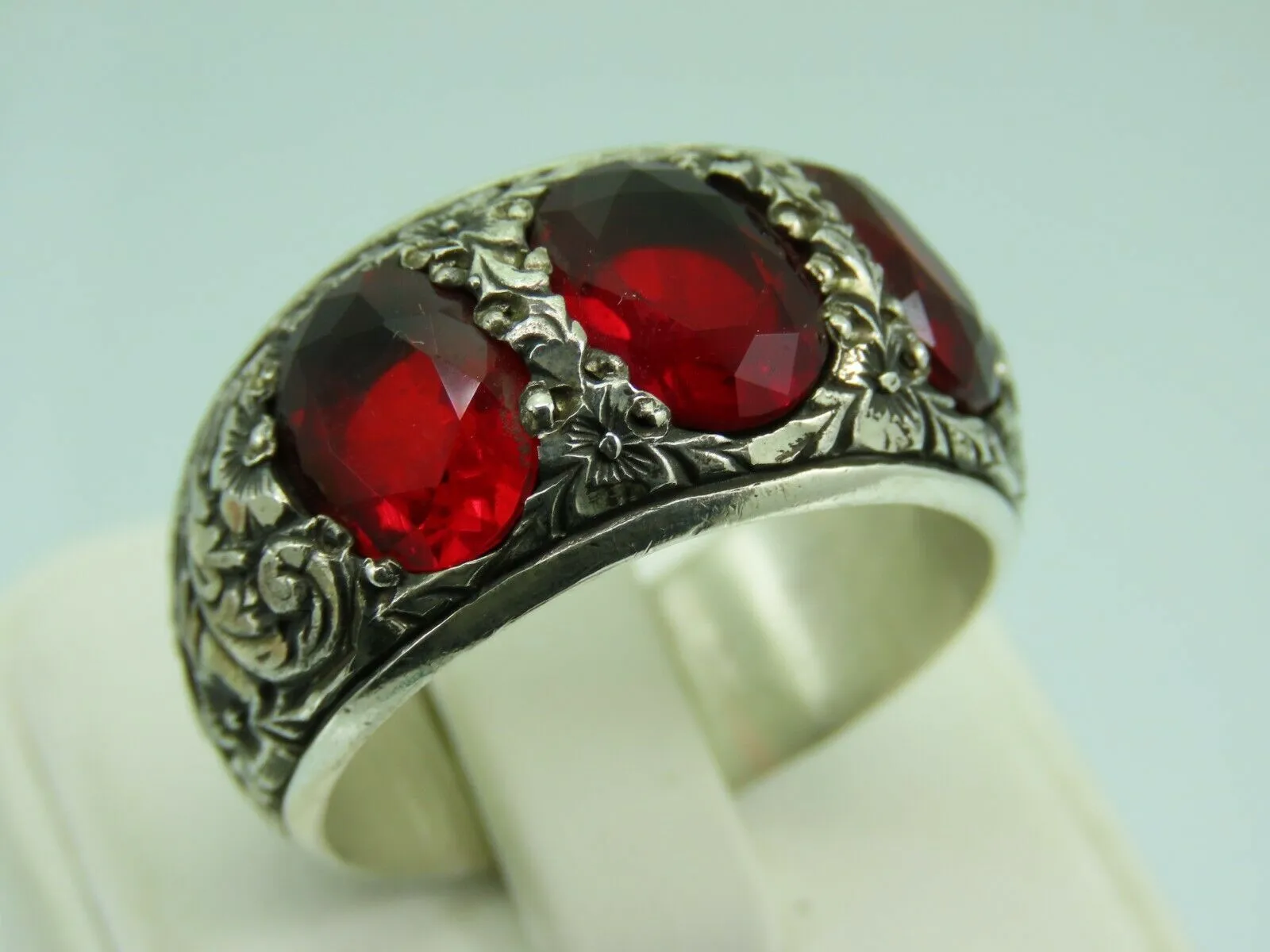 Turkish Handmade Jewelry 925 Sterling Silver Ruby Stone Mens Rings