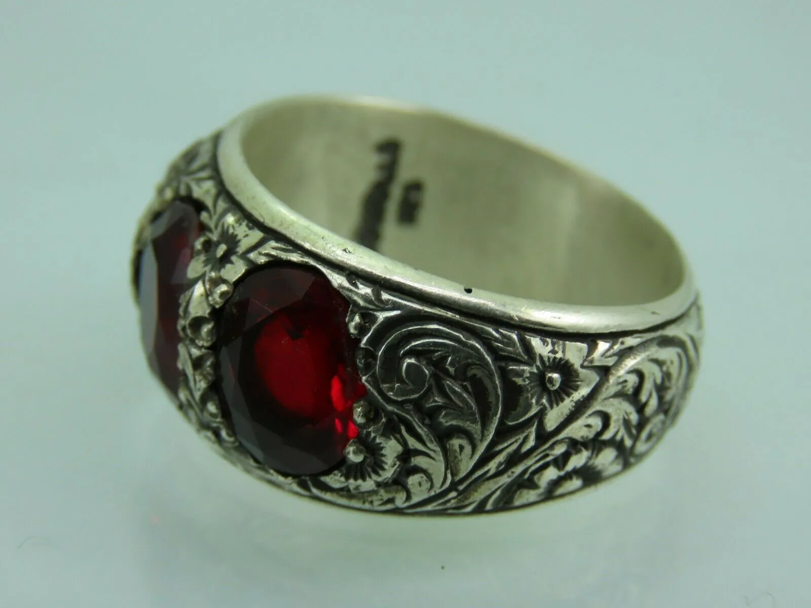 Turkish Handmade Jewelry 925 Sterling Silver Ruby Stone Mens Rings