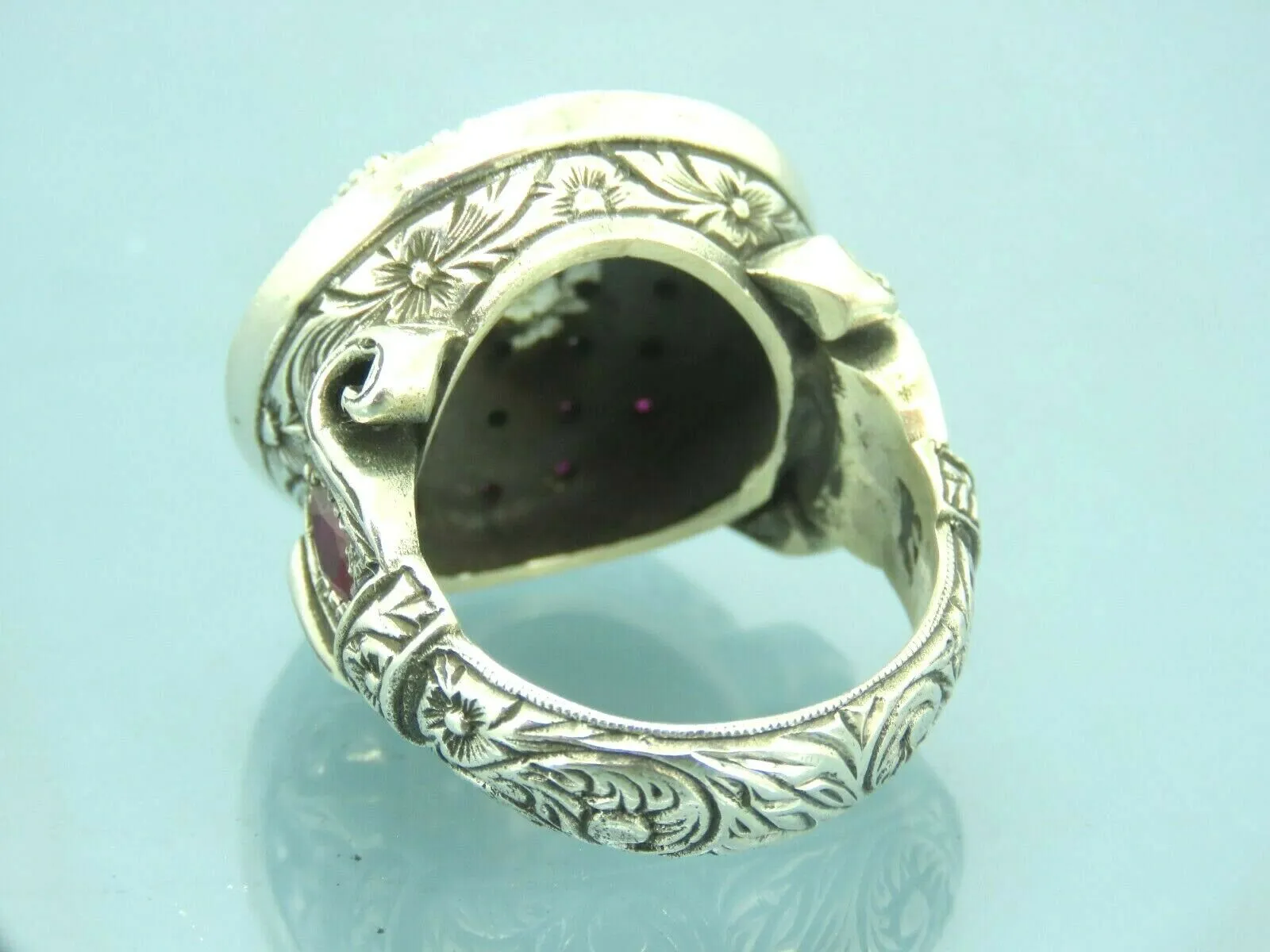 Turkish Handmade Jewelry 925 Sterling Silver Ruby Stone Mens Rings