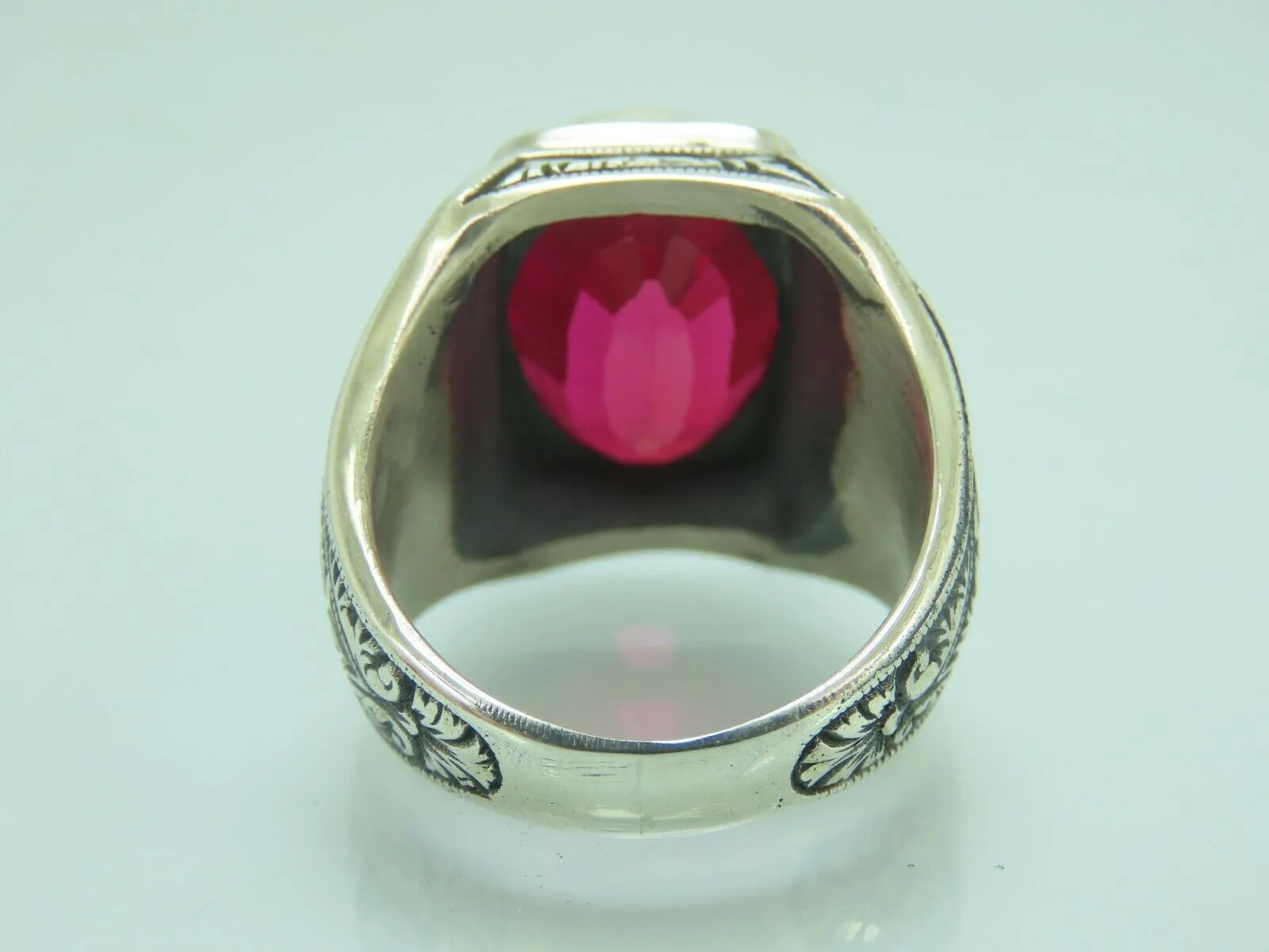 Turkish Handmade Jewelry 925 Sterling Silver Ruby Stone Mens Rings